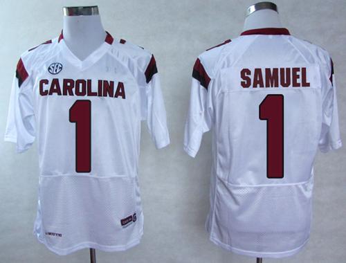 Fighting Gamecocks #1 Deebo Samuel White SEC Patch Stitched NCAA Jersey Fighting Gamecocks #1 Deebo Samuel White SEC Patch Stitched NCAA Jersey