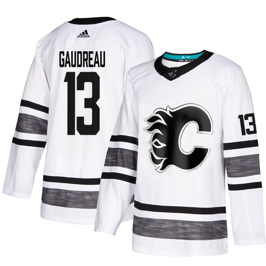 Flames #13 Johnny Gaudreau White Authentic 2019 All-Star Stitched Youth Hockey Jersey