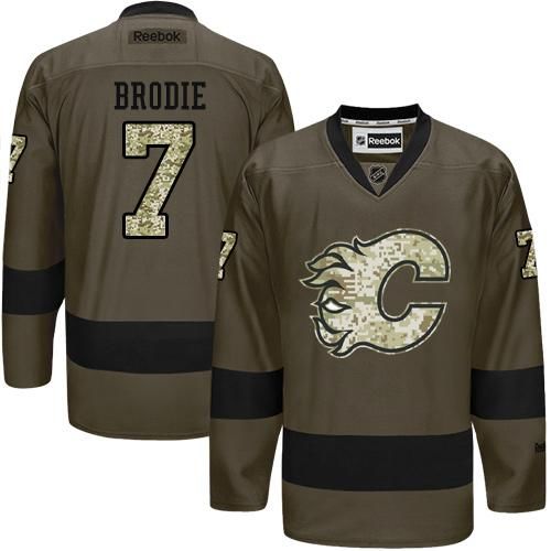 Flames #7 TJ Brodie Green Salute to Service Stitched NHL Jersey Flames #7 TJ Brodie Green Salute to Service Stitched NHL Jersey