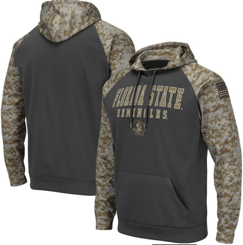 Florida State Seminoles Gray Camo Men's Pullover Hoodie