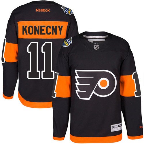 Flyers #11 Travis Konecny Black 2017 Stadium Series Stitched NHL Jersey