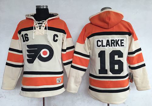 Flyers #16 Bobby Clarke Cream Sawyer Hooded Sweatshirt Stitched NHL Jersey Flyers #16 Bobby Clarke Cream Sawyer Hooded Sweatshirt Stitched NHL Jersey