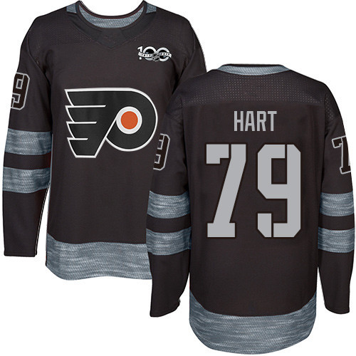 Flyers #79 Carter Hart Black 1917-2017 100th Anniversary Stitched Hockey Jersey