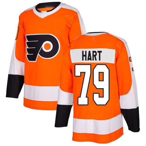 Flyers #79 Carter Hart Orange Home Authentic Stitched Hockey Jersey