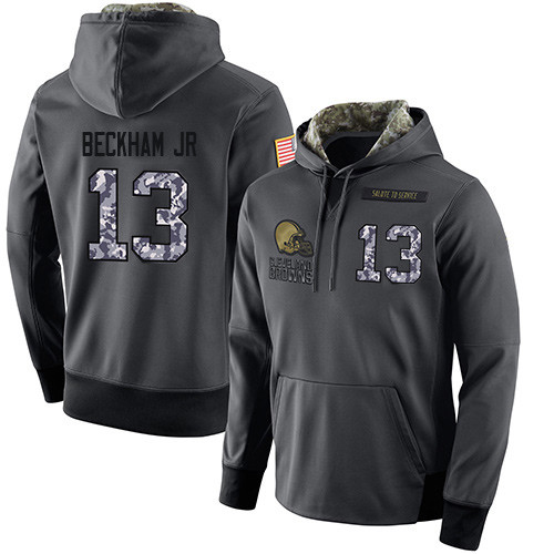 Football Men's Cleveland Browns #13 Odell Beckham Jr Stitched Black Anthracite Salute to Service Player Performance