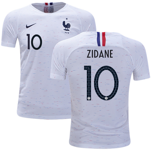 France #10 Zidane Away Kid Soccer Country Jersey