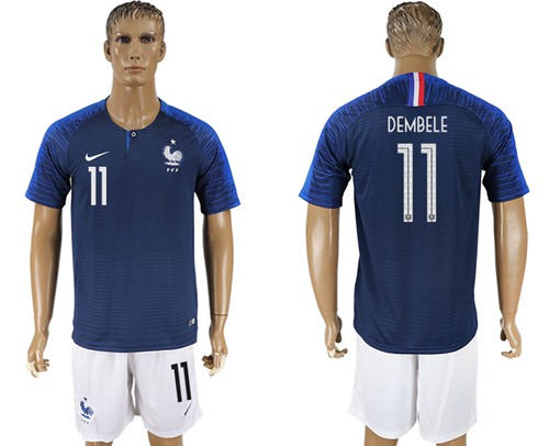 France #11 Dembele Home Soccer Country Jersey