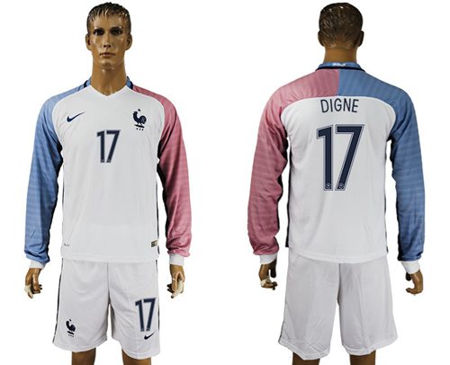 France #17 Digne Away Long Sleeves Soccer Country Jersey France #17 Digne Away Long Sleeves Soccer Country Jersey