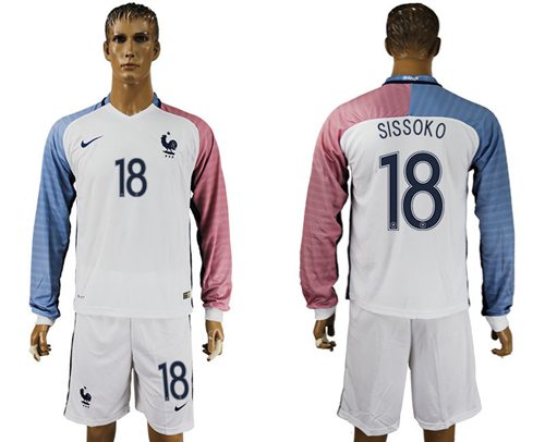 France #18 Sissoko Away Long Sleeves Soccer Country Jersey France #18 Sissoko Away Long Sleeves Soccer Country Jersey