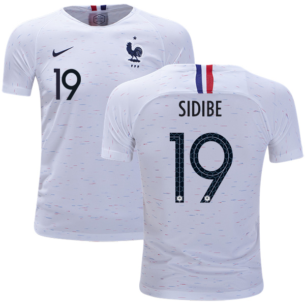 France #19 Sidibe Away Kid Soccer Country Jersey