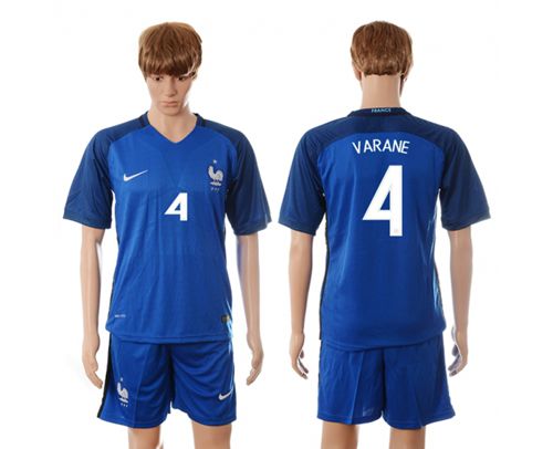 France #4 Varane Blue Soccer Country Jersey France #4 Varane Blue Soccer Country Jersey