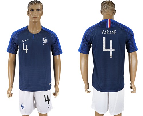 France #4 Varane Home Soccer Country Jersey