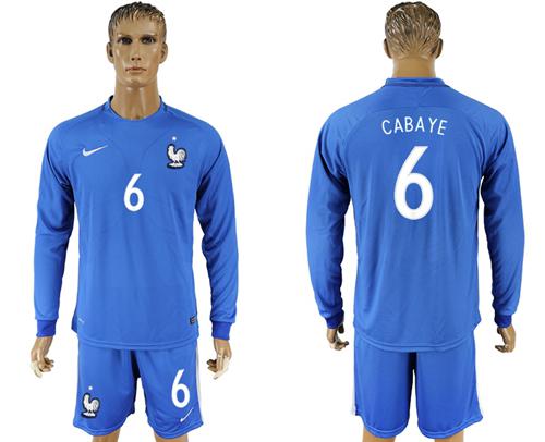 France #6 Cabaye Home Long Sleeves Soccer Country Jersey France #6 Cabaye Home Long Sleeves Soccer Country Jersey