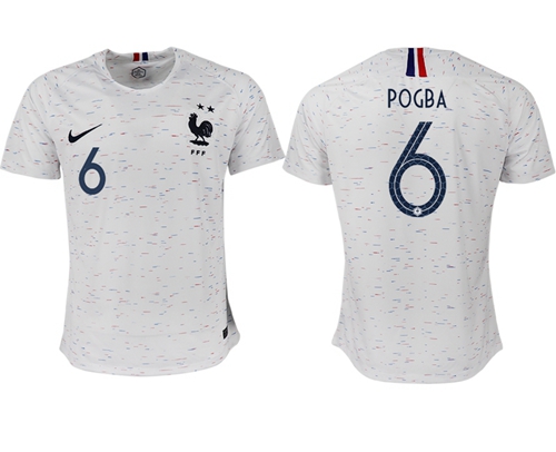 France #6 Pogba Away Soccer Country Jersey