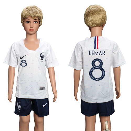 France #8 Lemar Away Kid Soccer Country Jersey