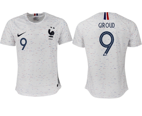 France #9 Giroud Away Soccer Country Jersey