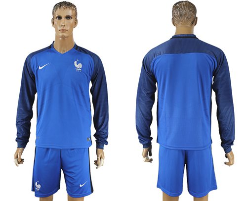 France Blank Home Long Sleeves Soccer Country Jersey