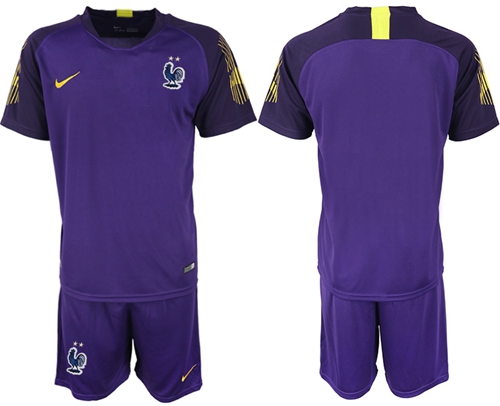 France Blank Purple Goalkeeper Soccer Country Jersey France Blank Purple Goalkeeper Soccer Country Jersey