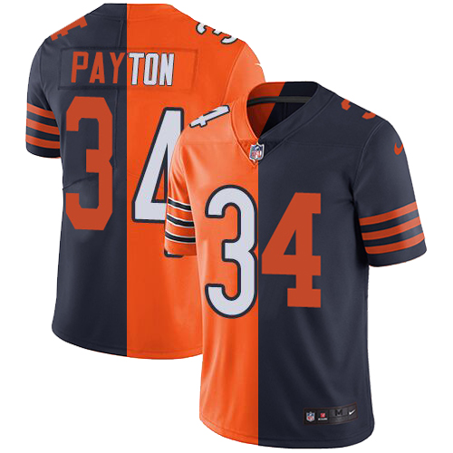 Nike Bears #34 Walter Payton Orange/Navy Men's Stitched Split NFL vapor untouchable limited custom Jersey