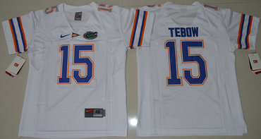 Gators #15 Tim Tebow White Embroidered Youth NCAA Jersey