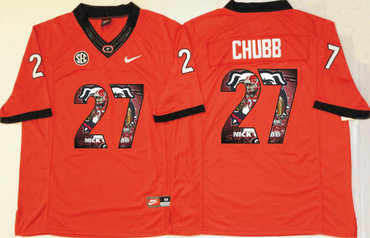Georgia Bulldogs 27 Nick Chubb Red Portrait Number College Jersey Georgia Bulldogs 27 Nick Chubb Red Portrait Number College Jersey