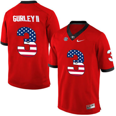 Georgia Bulldogs 3 Todd Gurley II Red USA Flag College Football Jersey