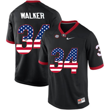 Georgia Bulldogs 34 Herchel Walker Black USA Flag College Football Jersey Georgia Bulldogs 34 Herchel Walker Black USA Flag College Football Jersey