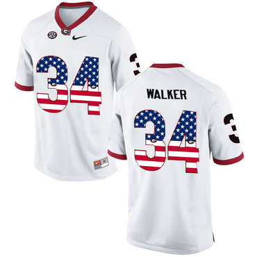 Georgia Bulldogs 34 Herchel Walker White USA Flag College Football Jersey Georgia Bulldogs 34 Herchel Walker White USA Flag College Football Jersey