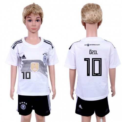 Germany #10 Ozil White Home Kid Soccer Country Jersey
