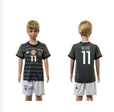 Germany #11 Klose Away Kid Soccer Country Jersey