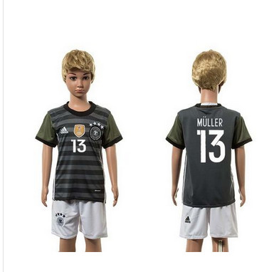 Germany #13 Muller Away Kid Soccer Country Jersey