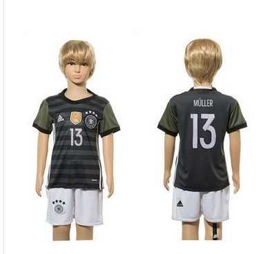 Germany #13 Muller Away Kid Soccer Country Jersey