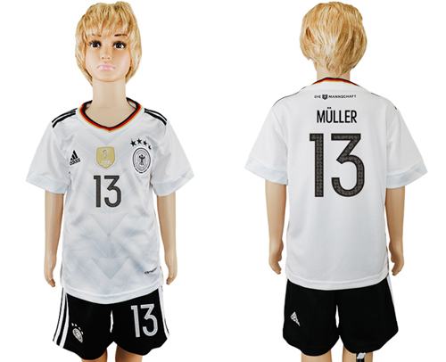 Germany #13 Muller White Home Kid Soccer Country Jersey Germany #13 Muller White Home Kid Soccer Country Jersey