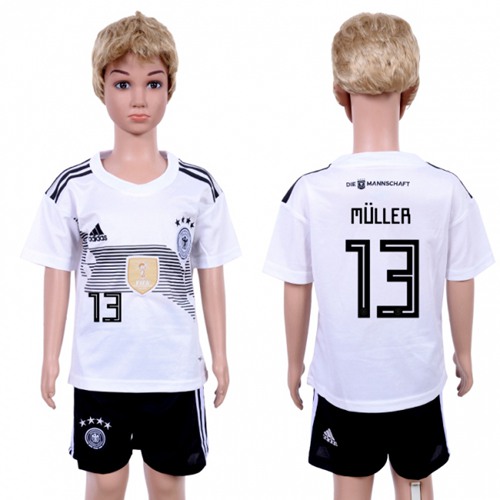 Germany #13 Muller White Home Kid Soccer Country Jersey Germany #13 Muller White Home Kid Soccer Country Jersey