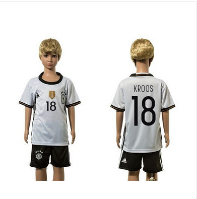 Germany #18 Kroos White Home Kid Soccer Country Jersey