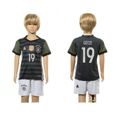 Germany #19 Gotze Away Kid Soccer Country Jersey