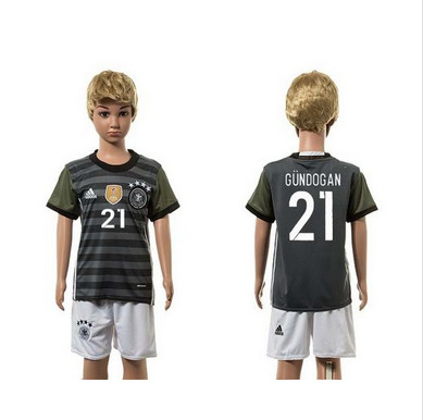 Germany #21 Gundogan Away Kid Soccer Country Jersey
