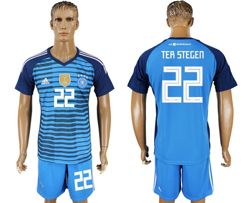 Germany #22 Ter Stegen Blue Goalkeeper Soccer Country Jersey Germany #22 Ter Stegen Blue Goalkeeper Soccer Country Jersey