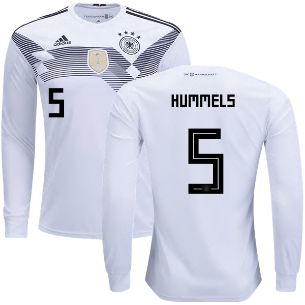 Germany #5 Hummels Home Long Sleeves Kid Soccer Country Jersey Germany #5 Hummels Home Long Sleeves Kid Soccer Country Jersey