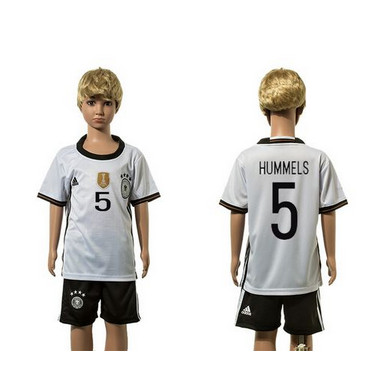 Germany #5 Hummels White Home Kid Soccer Country Jersey