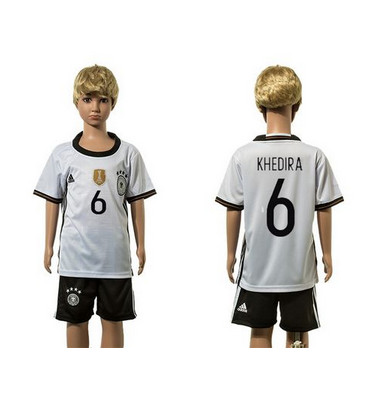 Germany #6 Khedira White Home Kid Soccer Country Jersey