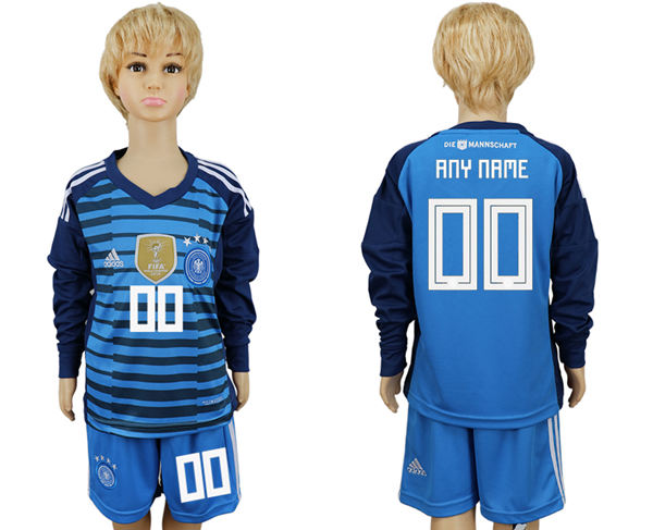 Germany Blank Blue Goalkeeper Long Sleeves CustomizedSoccer Country Jersey