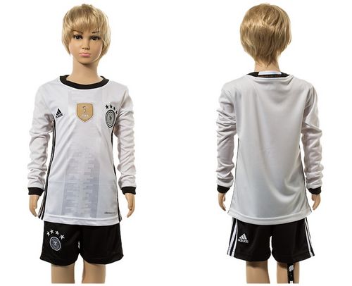 Germany Blank White Home Long Sleeve Kid Soccer Country Jersey Germany Blank White Home Long Sleeve Kid Soccer Country Jersey