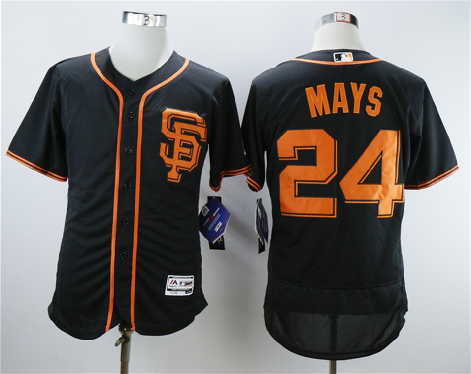 Giants #24 Willie Mays Black Flexbase Jersey Giants #24 Willie Mays Black Flexbase Jersey