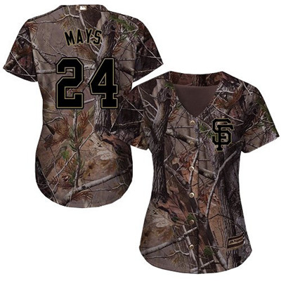 Giants #24 Willie Mays Camo Realtree Collection Cool Base Women's Stitched Baseball Jersey Giants #24 Willie Mays Camo Realtree Collection Cool Base Women's Stitched Baseball Jersey