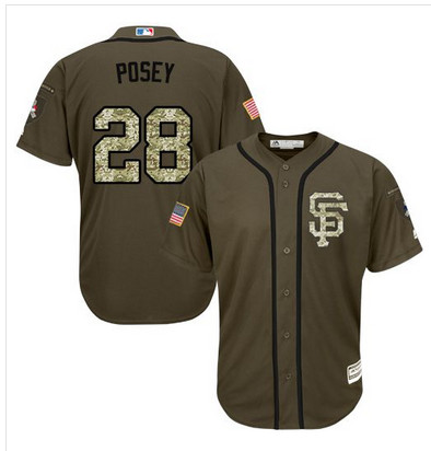 Giants #28 Buster Posey Green Salute to Service Stitched MLB Jersey