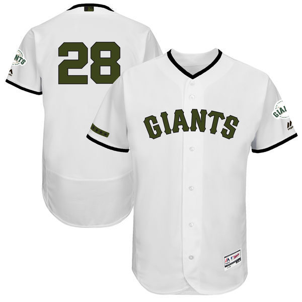 Giants #28 Buster Posey White Men's 2017 Memorial Day Flexbase Player Jersey