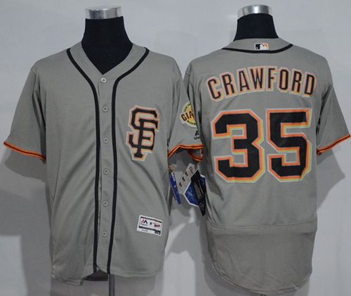 Giants #35 Brandon Crawford Grey Flexbase Authentic Collection Road 2 Stitched MLB jerseys Giants #35 Brandon Crawford Grey Flexbase Authentic Collection Road 2 Stitched MLB jerseys