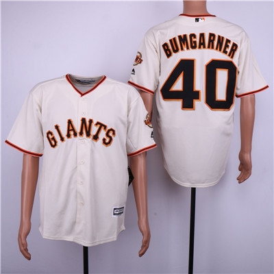 Giants #40 Madison Bumgarner Cream Cool Base Jersey
