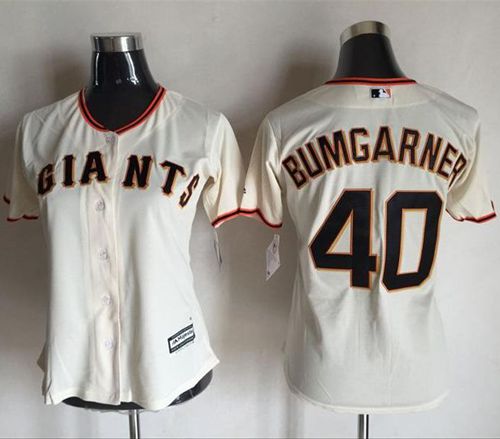 Giants #40 Madison Bumgarner Cream Women's Home Stitched MLB Jersey Giants #40 Madison Bumgarner Cream Women's Home Stitched MLB Jersey